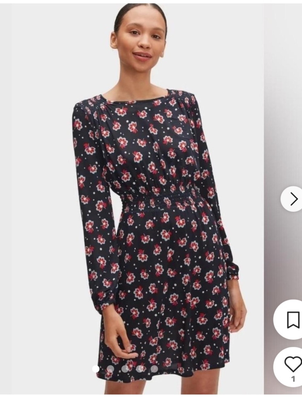 kate spade Seaside Blooms Navy Blue Floral Long-Sleeve Dress Sz XL